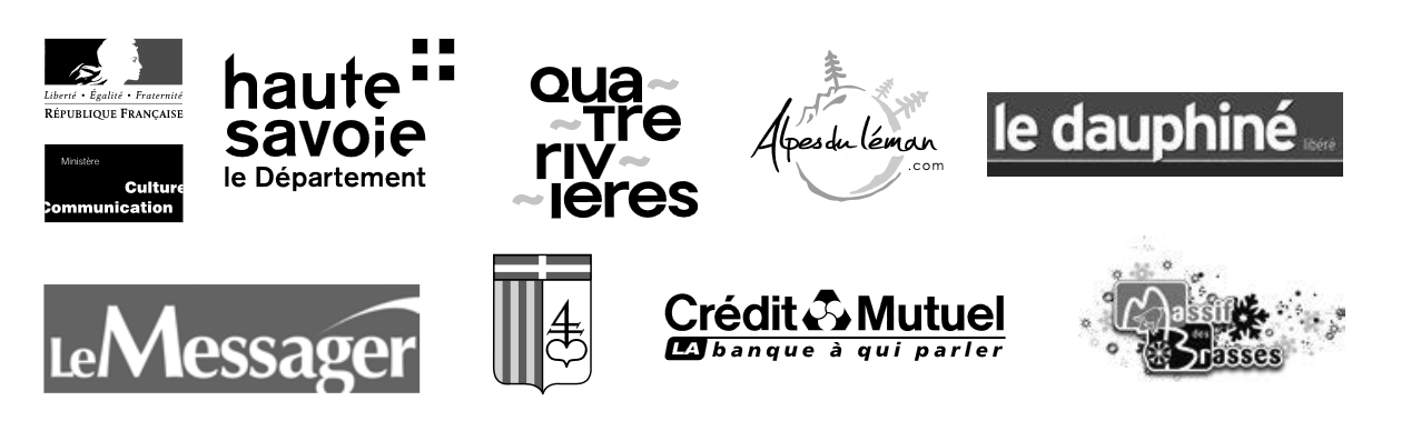 Nos partenaires: ministère de la culture, le département de haute-savoie, le dauphiné, le messager, crédit mutuel, massif des brasses