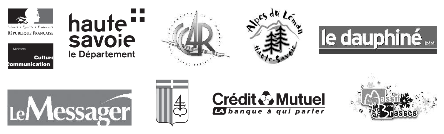 Nos partenaires: ministère de la culture, le département de haute-savoie, le dauphiné, le messager, crédit mutuel, massif des brasses